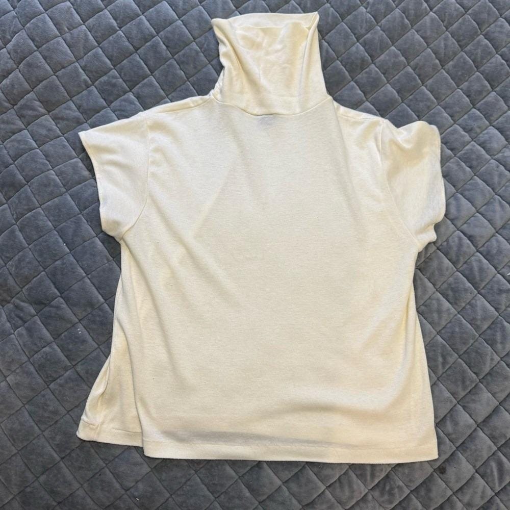 David Brett Turtleneck Short Sleeve Cream XL VTG Caroline Kennedy Minimalist